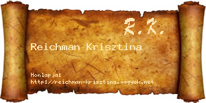 Reichman Krisztina névjegykártya
